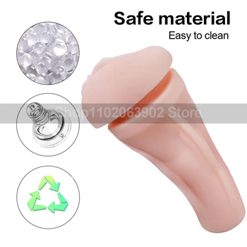 Men's Exerciser Double Channels Real Vagina Anal Manual Massager Sucking Erotic Adult Sex Masturbation Cup Pussy for Men Privacy 3