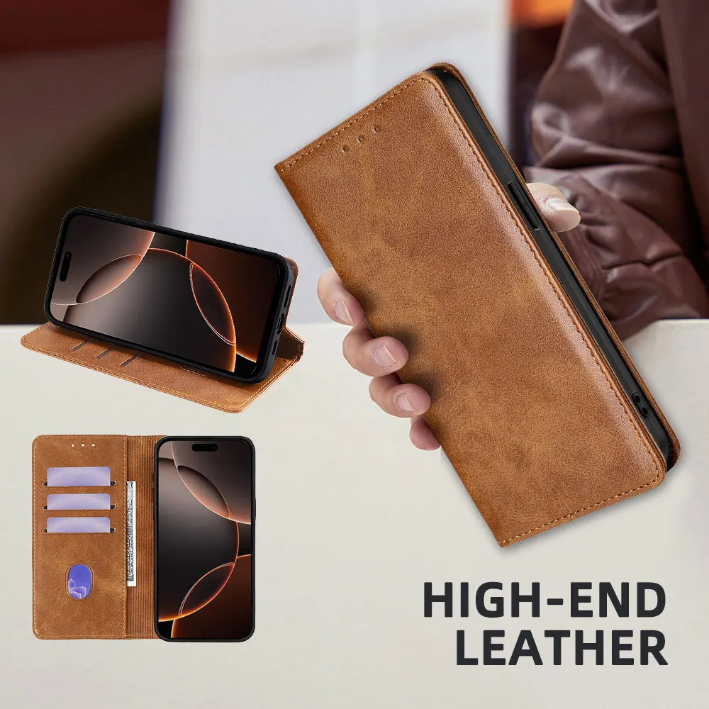 Luxury Wallet Flip Case with Kickstand and Card Slot - Hard Shell Coque