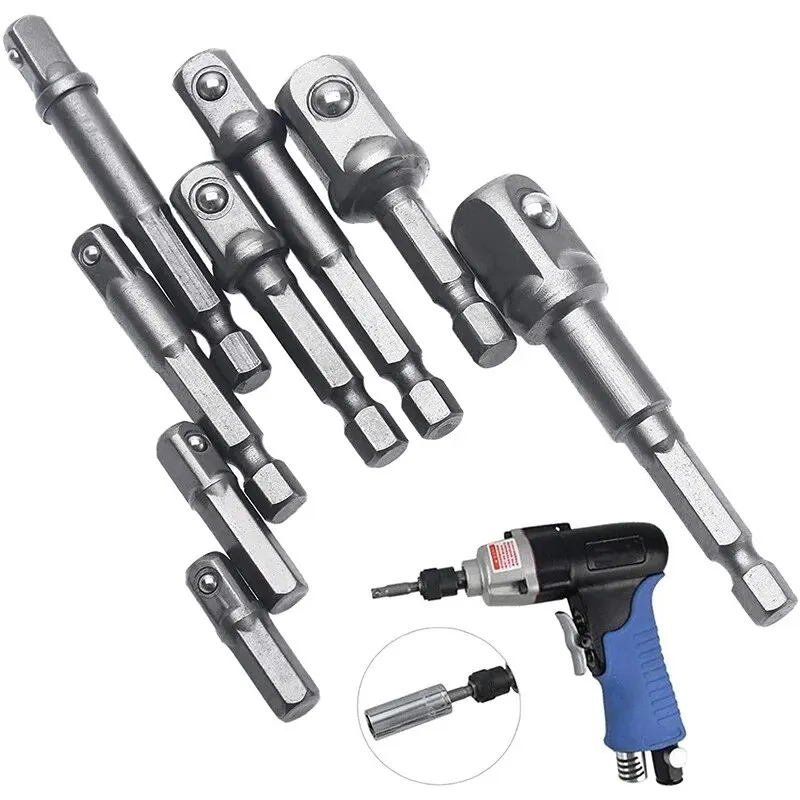 Electric Screw 8pc Natural Color 1/2 Hexagonal Handle Adapter 3/8 Square Head 1/4 Extension Rod Tool Sleeve Accessory Set