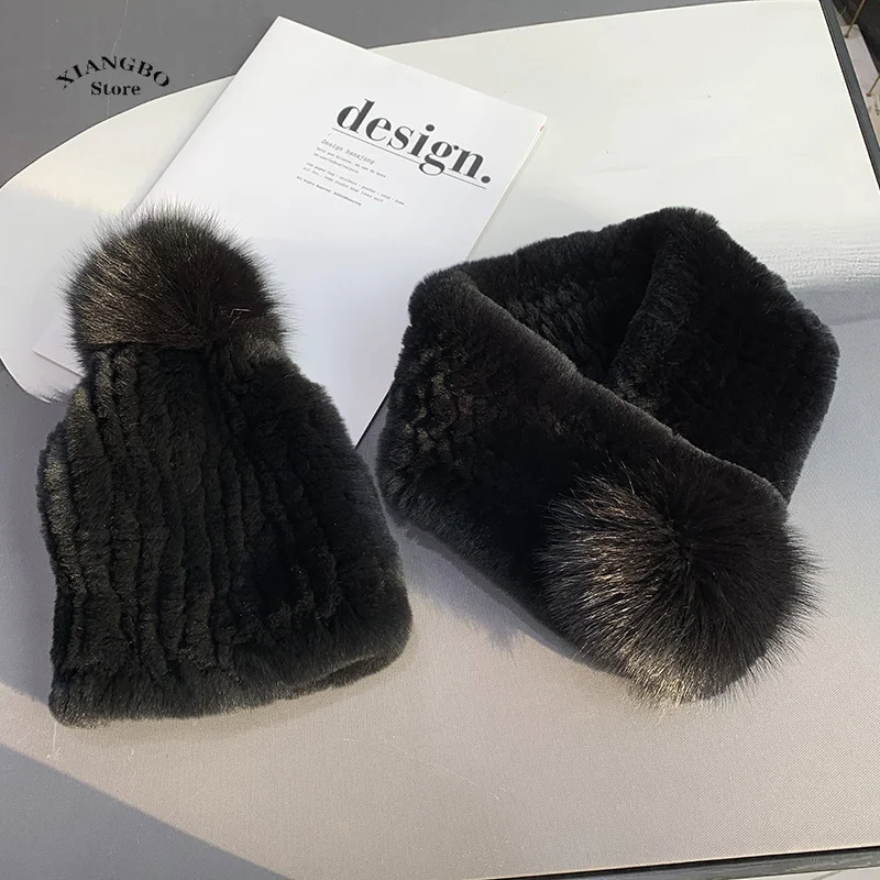 2Pcs Winter Baby Hat Scarf Set Solid Color Toddler Bonnet Cute Pompom Knitted Hats Outdoor Warm Infant Accessories