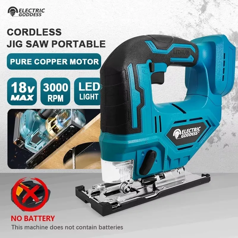 65mm Electric Jigsaw Portable Cordless Saw Multi-Function Woodworking Wood Cutting fit Makita 18V Battery cordless jigsaw electric saw