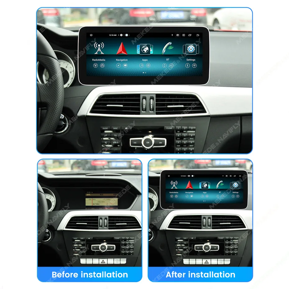Navifly 8 Core Android Autoradio Stereo-Multimedia-Player für Mercedes Benz C Klasse W204 S204 2014-2018 BT Wireless Carplay Auto – Detail 6