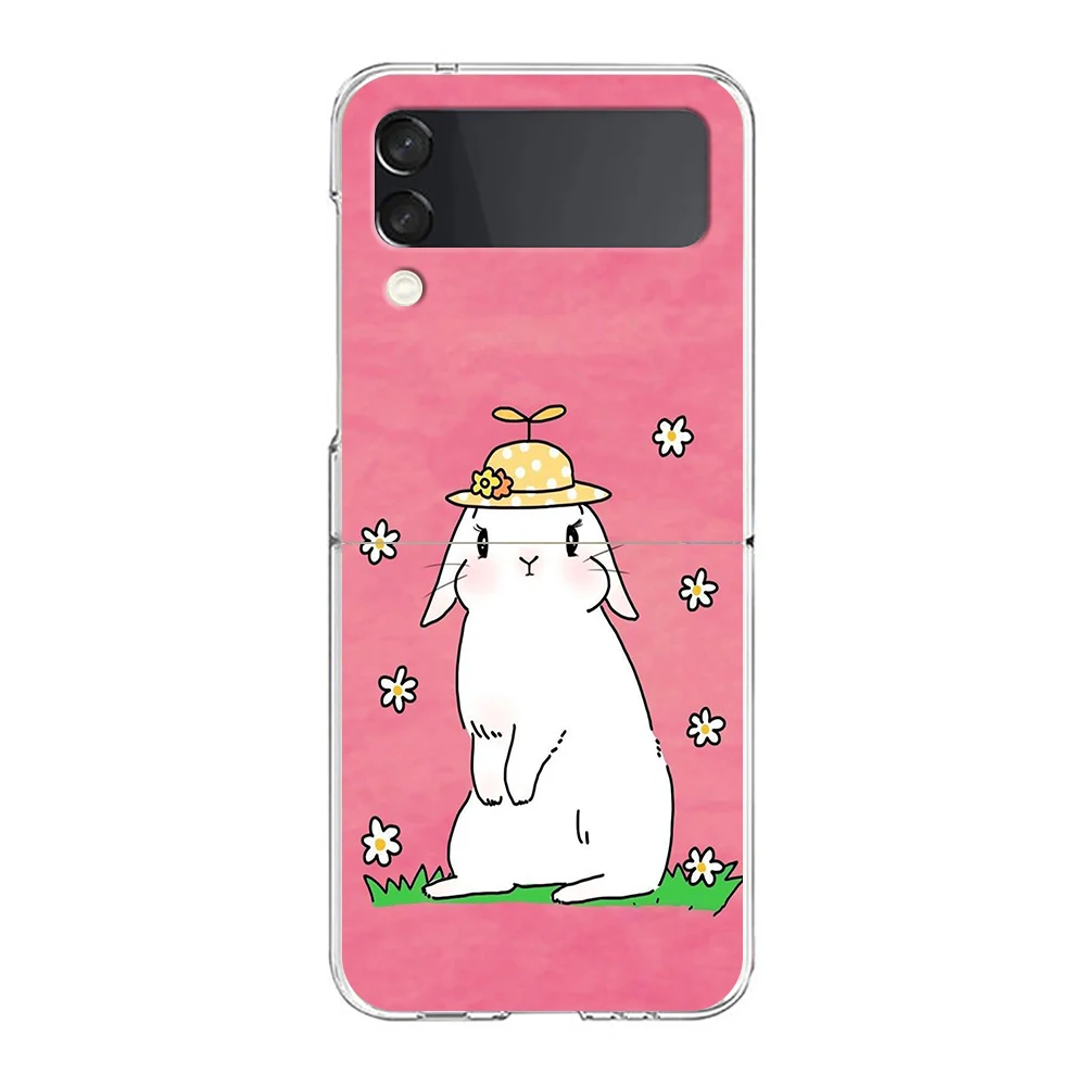Cute Colorful Rabbit Hard Folding Clear Phone Case