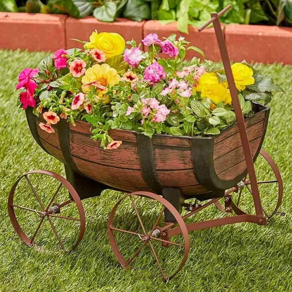 Barrel Wagon Planter 2