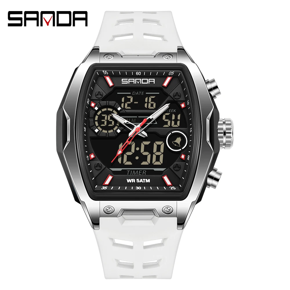 SANDA Dual Display Sports Chronograph LED Analog-Digital Military Watch