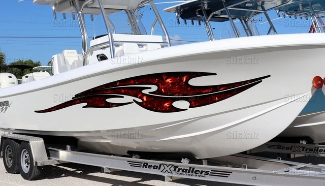 Full Color Speed Boat Skulls Automotive Vinyl Wraps, Pirate Skull