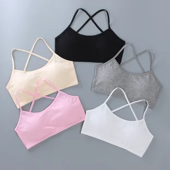 1pc Teenage Girls Tops Underwear Young Children's Maiden Cotton Soft Training Bras Developed Kids Sports Bra Lingeries 8-16Years 1
