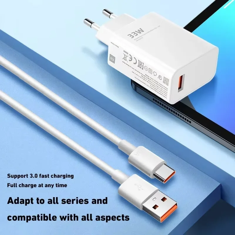 Original Xiaomi Charger Kit 33W Kit Fast Turbo Charge 6A Type C Cable For Mi 10T POCO X3 NFC X4 Redmi K30 K40 Note 9 10 11 Pro
