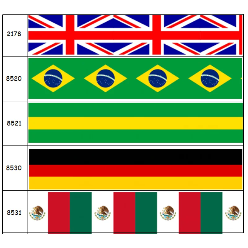 

DHK 50yards England Brazil Gemany Flag Printed Grosgrain Ribbon Accessories Material Decoration DIY Sewing Craft