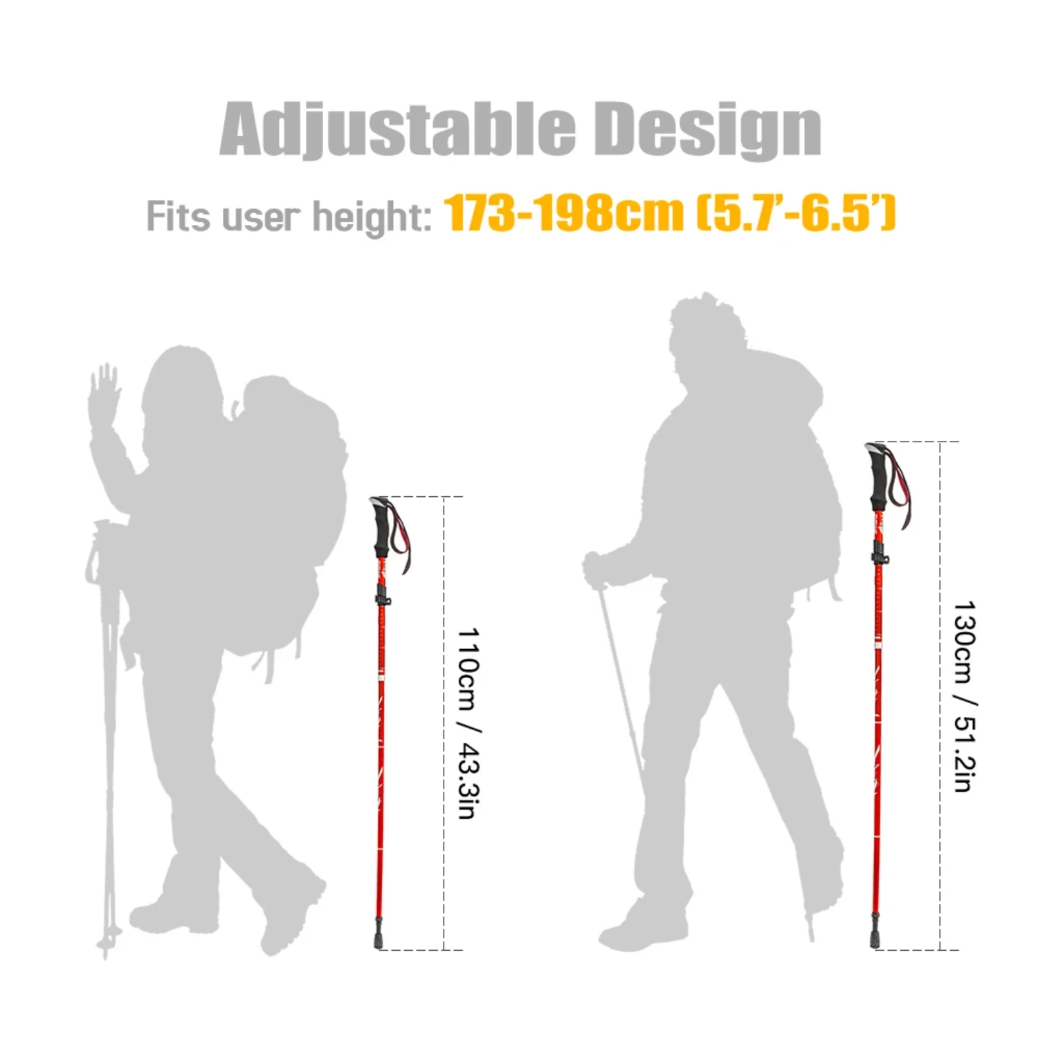 Lightweight Collapsible Trekking Pole Five-fold Walking Stick  Hiking Camping Backpacking Aluminum Alloy Trekking Pole 5