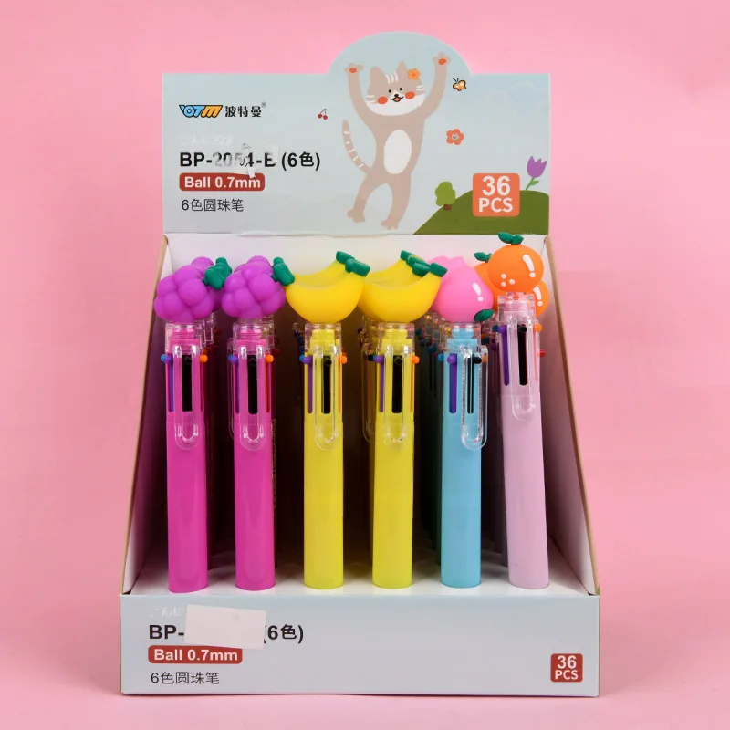 

36 pcs/lot Creative Fruit 6 Colors Ballpoint Pen Cute 0.7MM Ball Pens Material Office School Writing Supplies