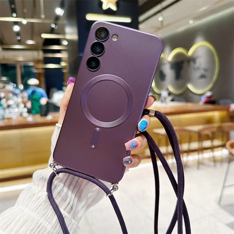 Magnetic Crossbody Lanyard Silicone Phone Case with Soft TPU Back Cover