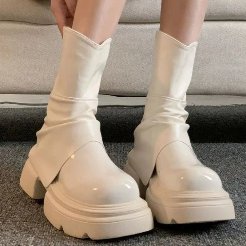 

Ankle Boots for Women Fashion Back Zippers Short Boots Female High Platform Thick Bottom Ladies Elegant Boats