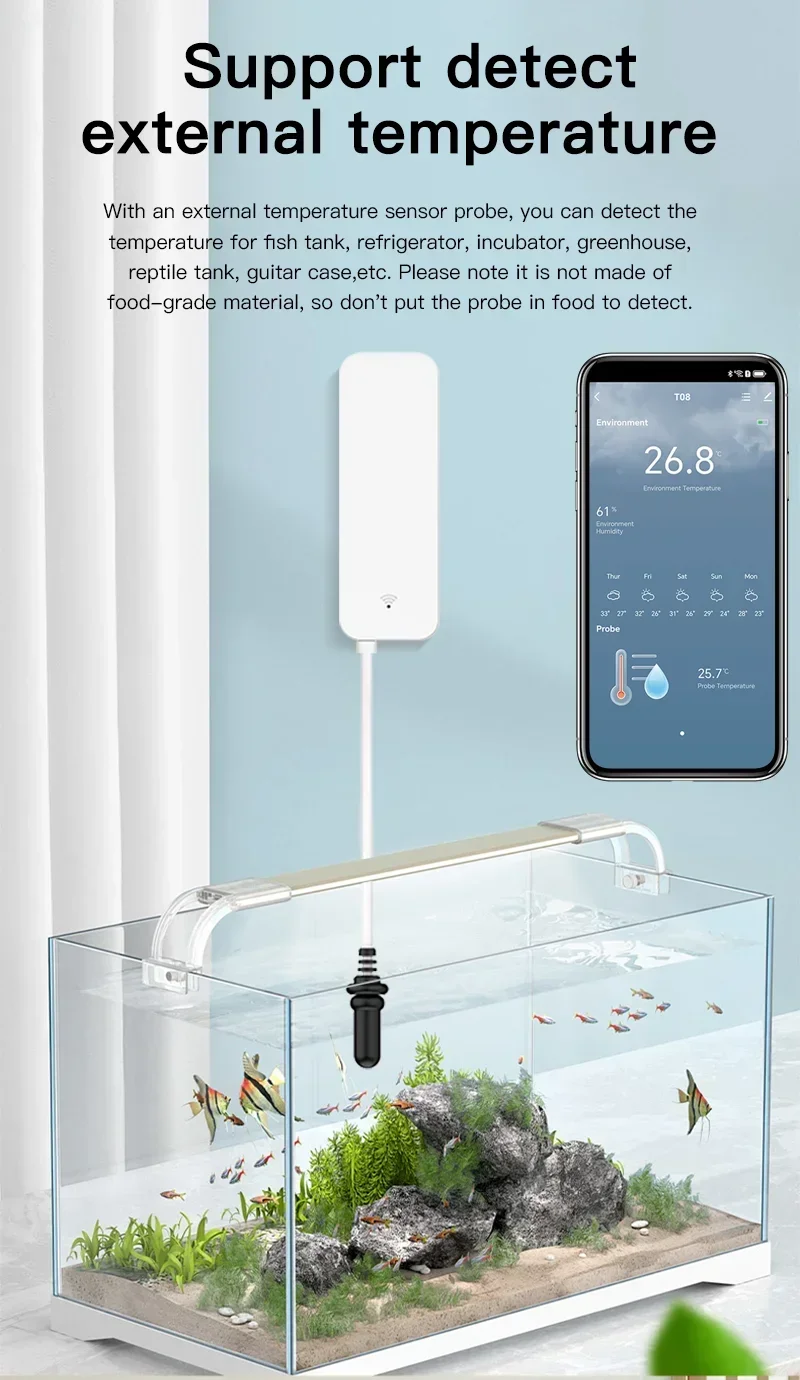 Tuya WiFi Temperature Humidity Sensor With External Probe for Smart ...