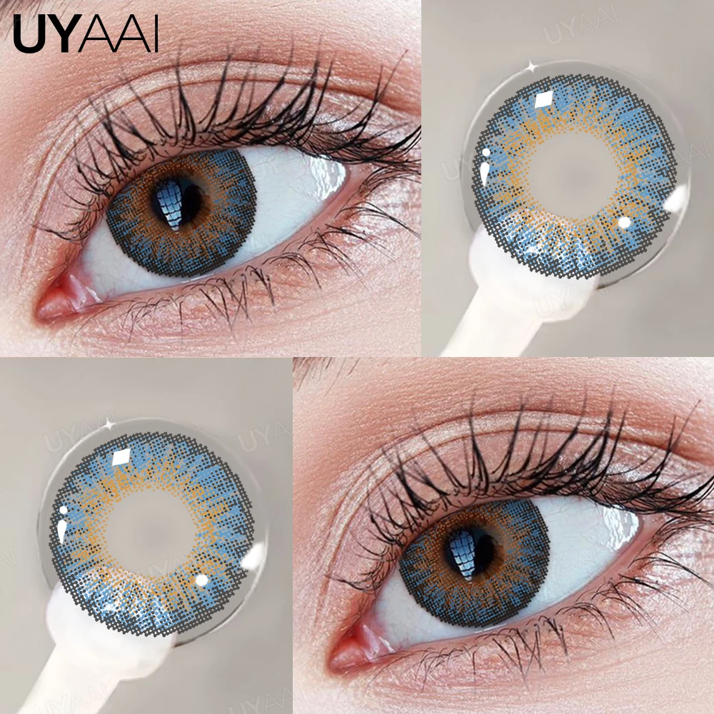 UYAAI Color Contact Lenses for Eyes 1 Pair High Quality Natural Contact Lenses Three Tone Series Gray Color Lens Eyes for Women