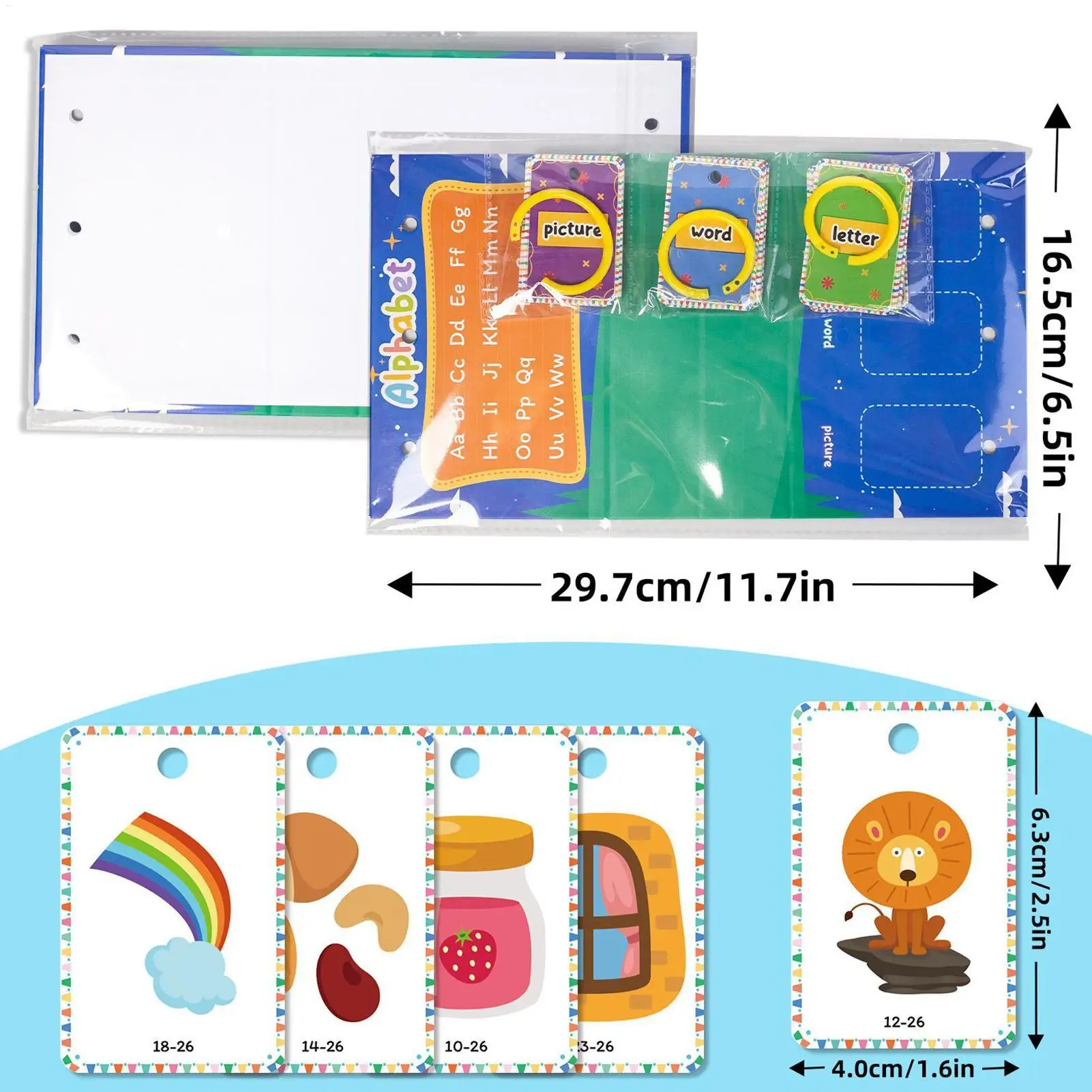Vocabulary Flash Cards Educational Colorful & Fun Learning Cards Portable Game Toy for Aged 3-8 Girl Travel Preschoolers Boy