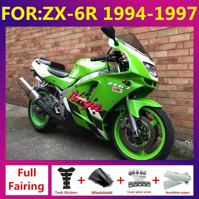 

Motorcycle Accessaries Kit for KAWASAKI Ninja ZX6R 94 95 96 97 ZX 6R 1994 1995 1996 1997 Bodywork full fairing set green red