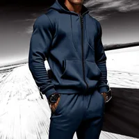 2pcs Men's Hooded Sweatshirt&Pants Set, Casual Sports Fitness Co-ord,Tracksuit for Gym, Running, Workout, Activewear Set for Men 1