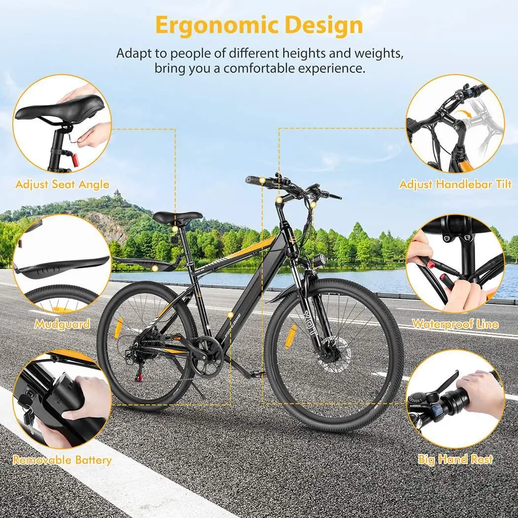 26inch 350W E-bike Bicycle Adult Electric Mountain Bike Disc Brake Lithium Battery 7 Speed Gear Pedal Assistance Bike, E-bikes 5