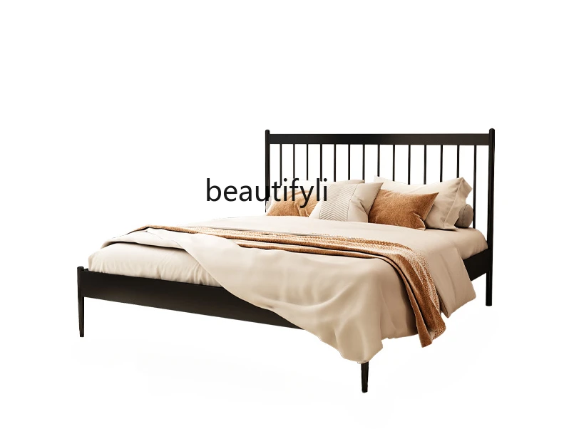 

Nordic Iron Modern Minimalist Single Iron Double Bed Thickened Reinforced Stainless Steel Household Windsor Bed