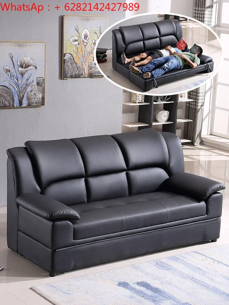 

Office sofa bed storage foldable sitting and lying dual-purpose multi-purpose storage business leather sofa bed