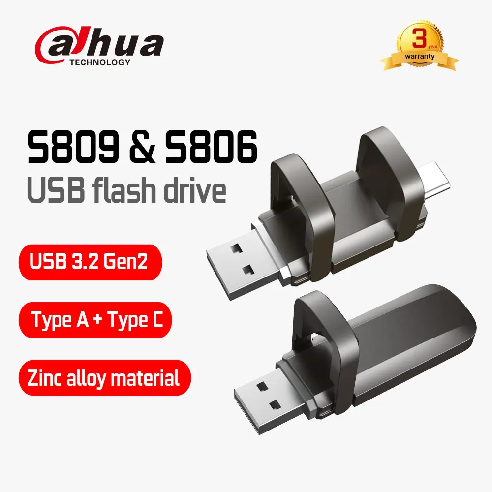 

Original Dahua S809 512GB Metal USB Disk Pen Drives USB3.2 Gen2 128GB 256GB Pendrive 3D NAND Flashdrive Flash Memory Stick