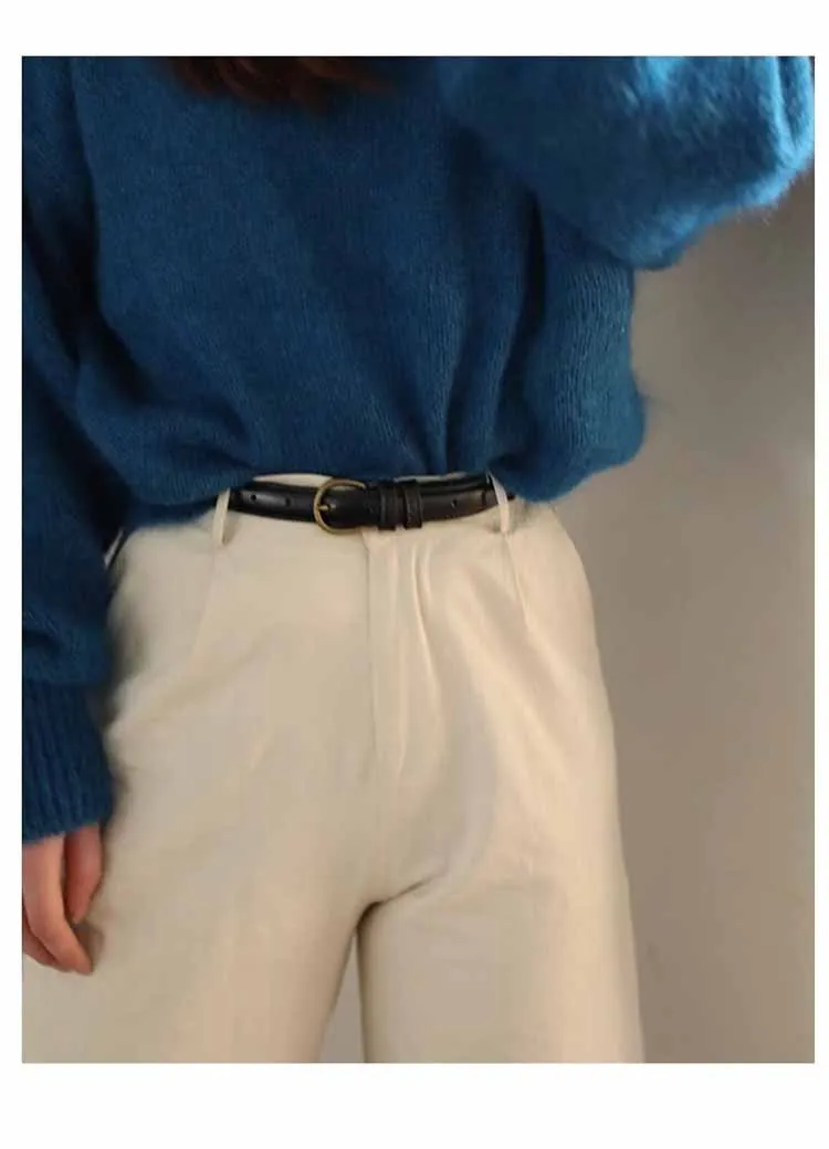 Small Leather Belt Ladies Jeans Belt Ladies 2024 New Belt Thin Retro Decorative Brown