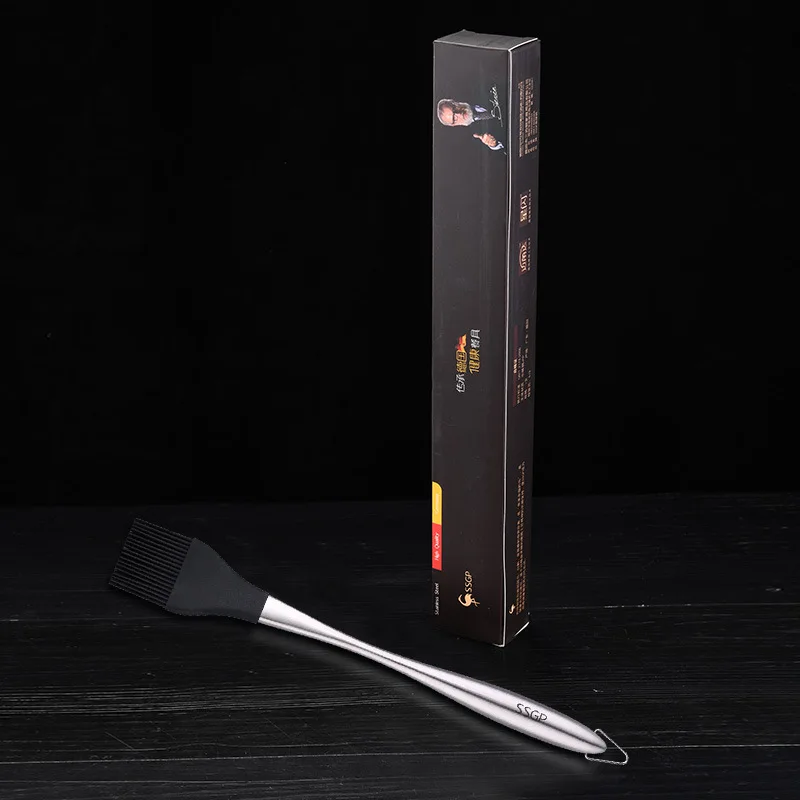 304 Stainless Steel Handle Silicone Head Brush Heatproof Never Shedding Head Barbecue Tool BBQ Accessories