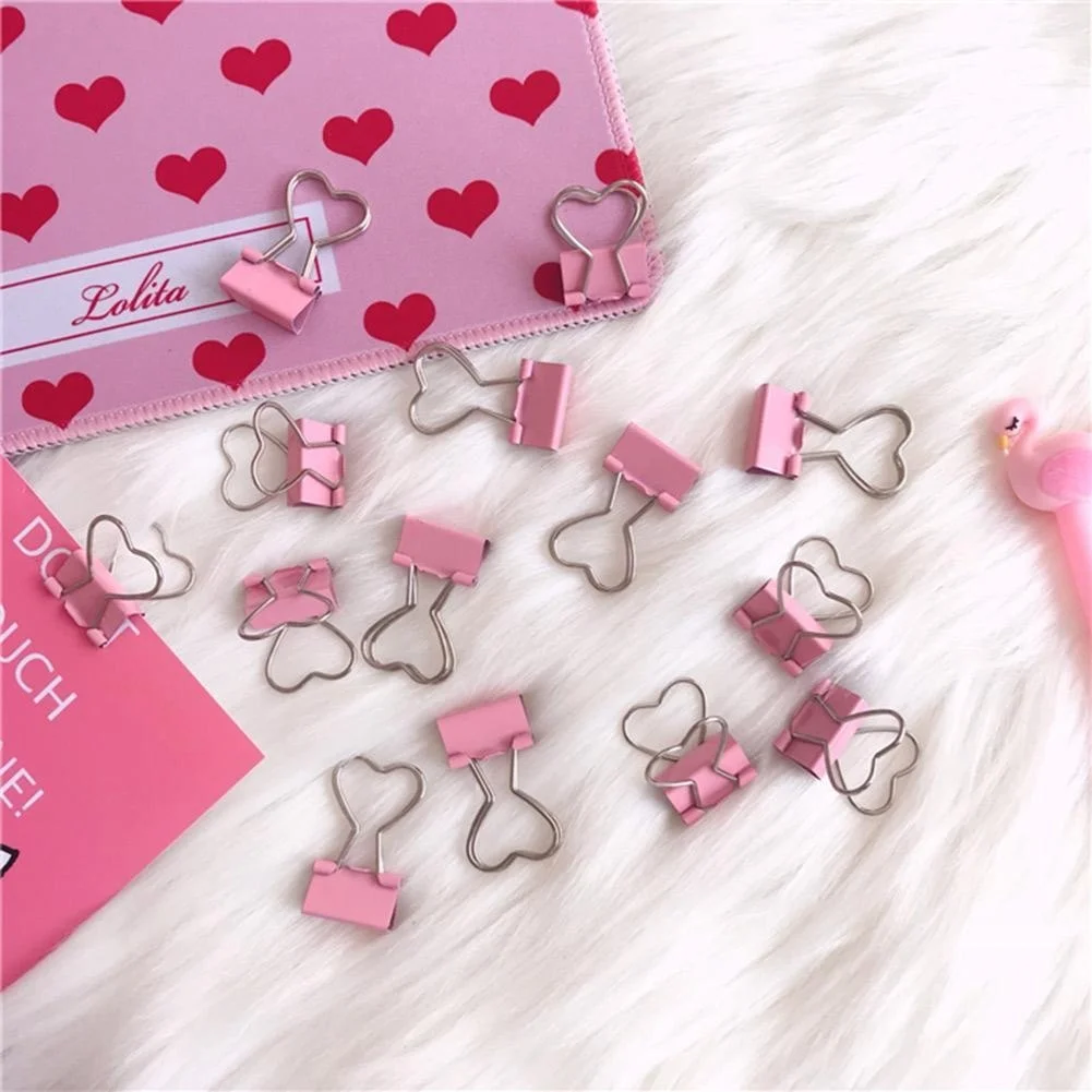 Metal Clip Notes Confidence-shaped Clip 6 Pcs/batch Pink School Office Supplies Creative Desk Accessories