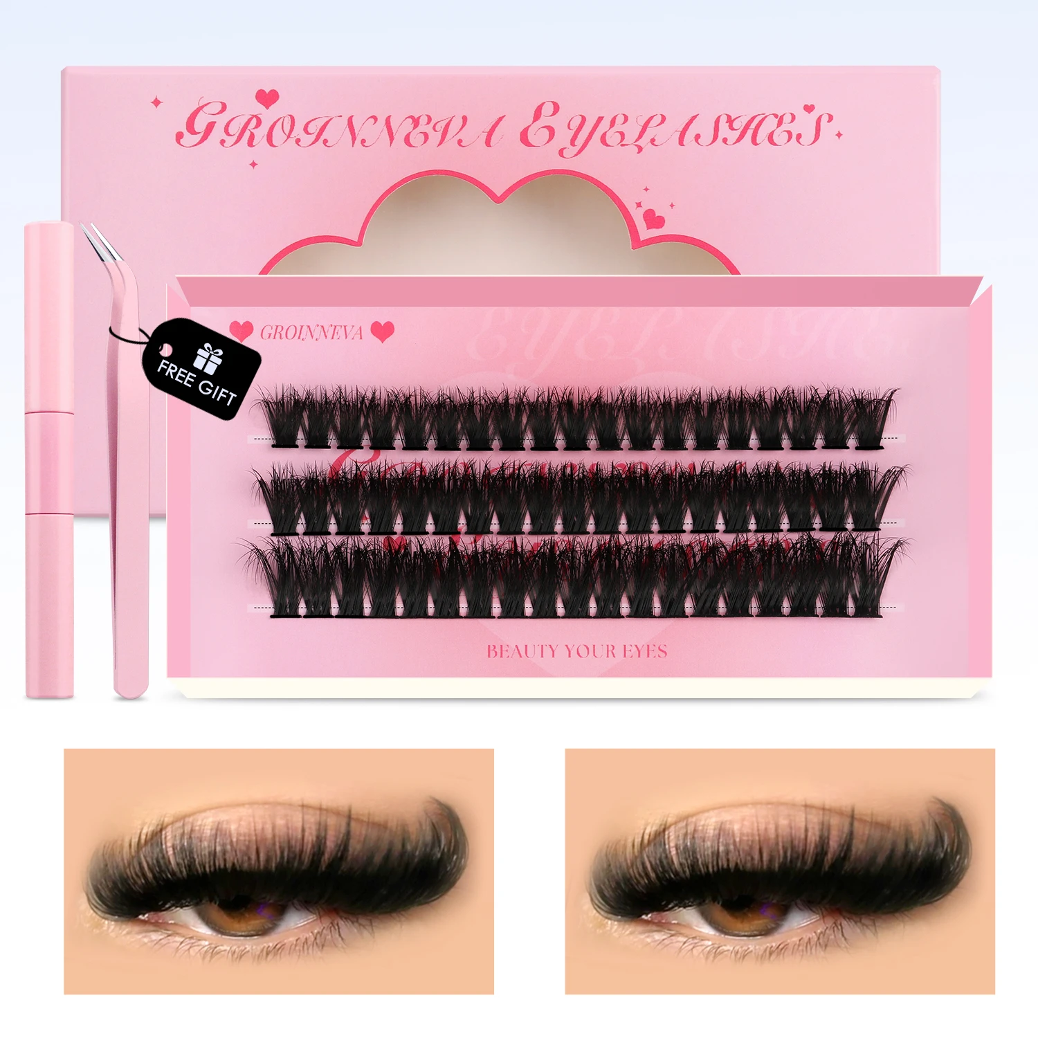 DIY Lash Extension Kit Fluffy Individual Lashes Cluster Lash Bond and Seal For Extensions Self-Grafting Tools Makeup lash extension kit