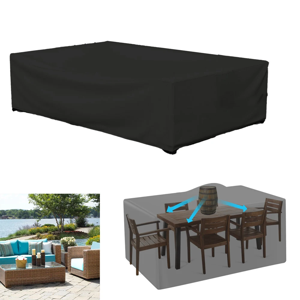 Large Size 210D Waterproof Outdoor Terrace Garden Furniture Cover Rain And Snow Chair Cover Sofa Table And Chair Dust