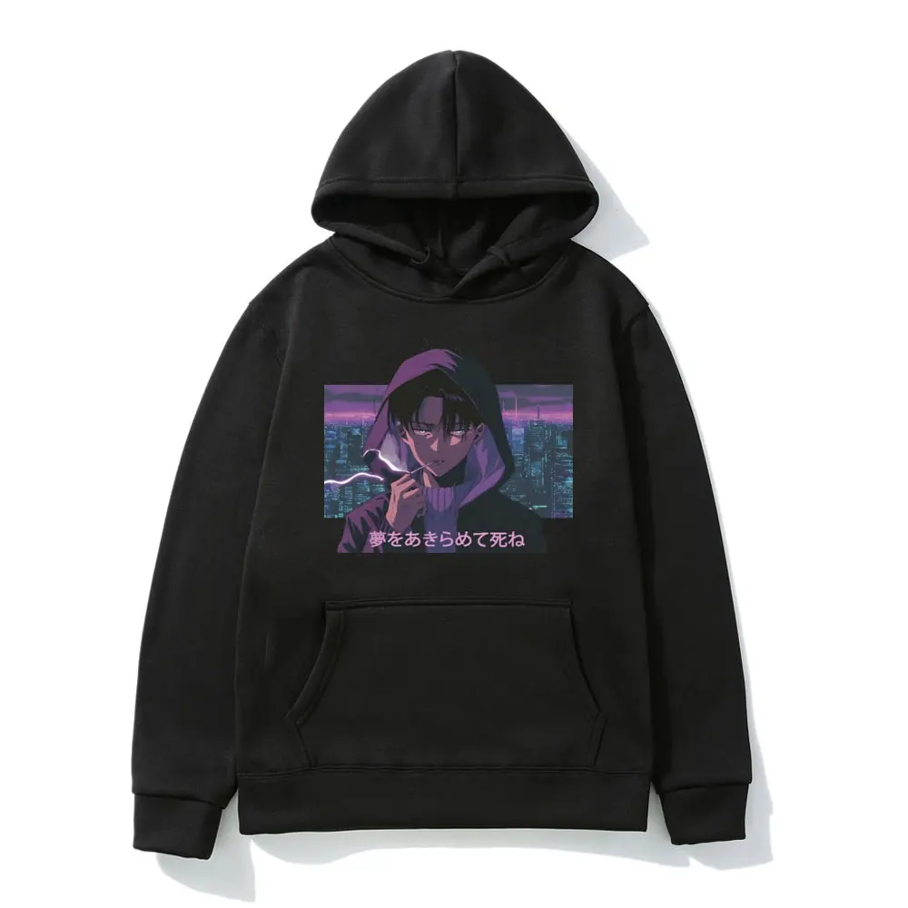 

Attack on Titan Anime Hoodie Men Women Levi Ackerman Graphic Sweatshirt Hip Hop Harajuku Hoody Pullover Oversized Streetwear