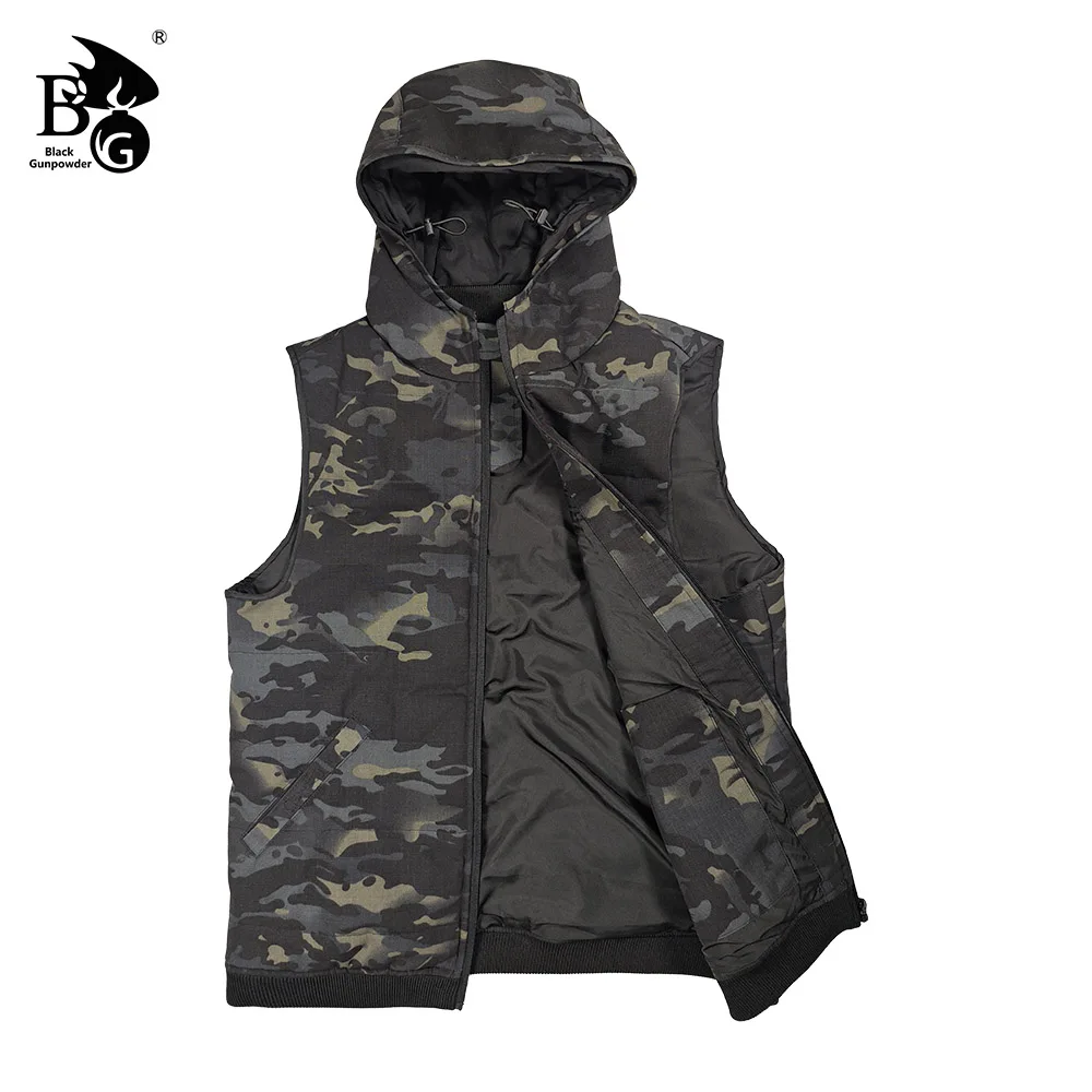 Winter Tactical Men's Vest Camouflage Thickened Zipper Hooded Warm Sleeveless Jacket