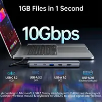 SSK USB C Dock 10Gbps USB C Hub 10Gbps 8K Dual HDMI Ethernet PD100W Thunderbolt Laptop USB Splitter For Macbook PC Accessories 2