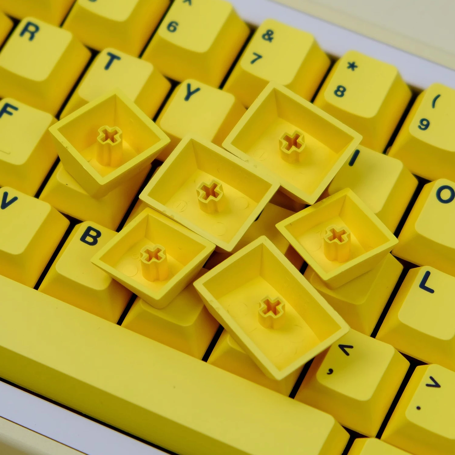 Teclado Amarelo Keycaps 155 Chaves Inglês Perfil Cereja Pbt Sublimação Dye Switch mx Teclado Mecânico Gk61 64 68 75 - Imagem 6