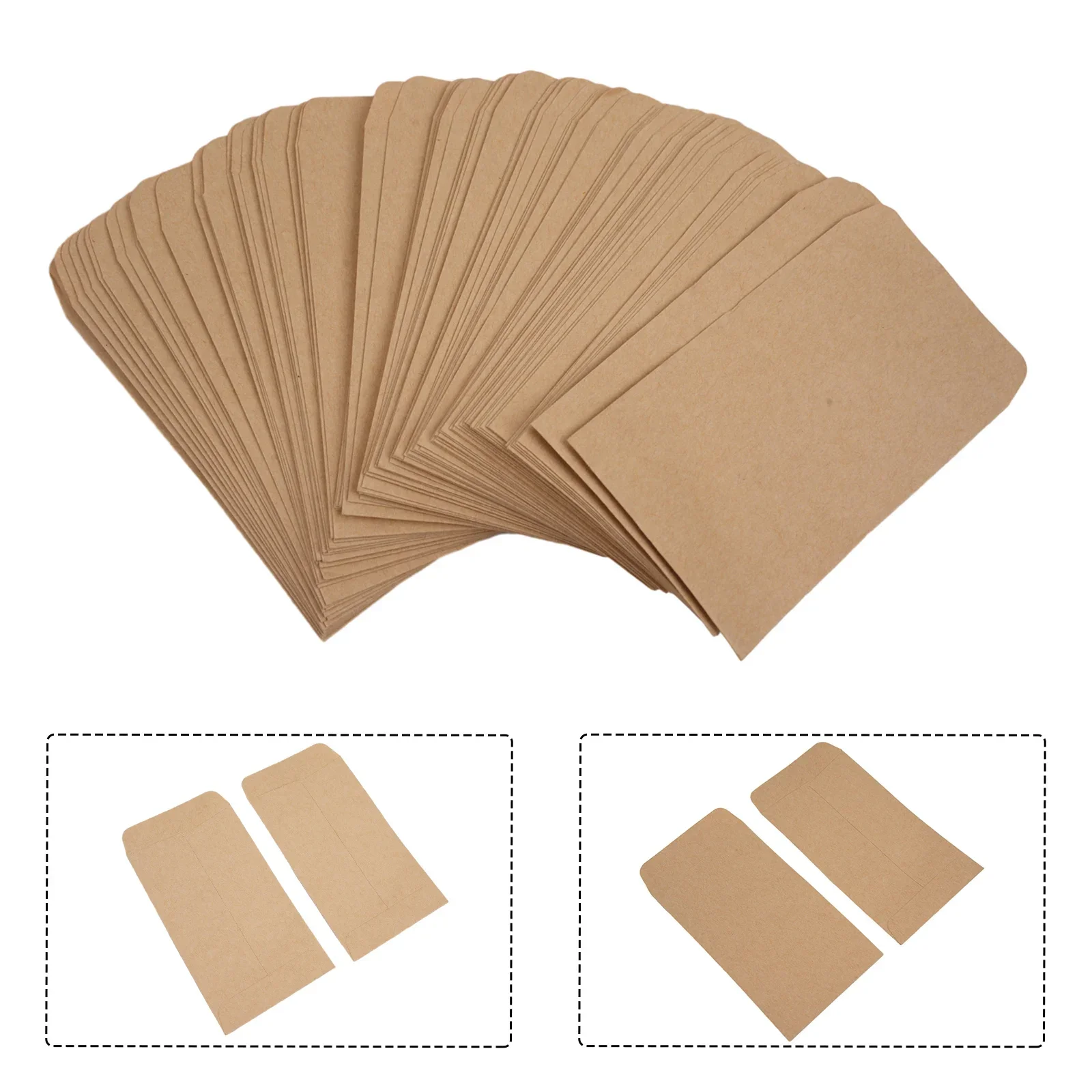 100 PCS Brown Envelopes Kraft  Paper Bags Mini Coin Packets Envelopes For Wedding Favors Birthday Favors 6*10cm 6