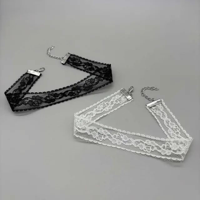 Nekclace court en dentelle pour femmes et filles, couleur noir et blanc, collier romantique à la mode, cadeau pour fête, vente en gros, bijoux de cou 1