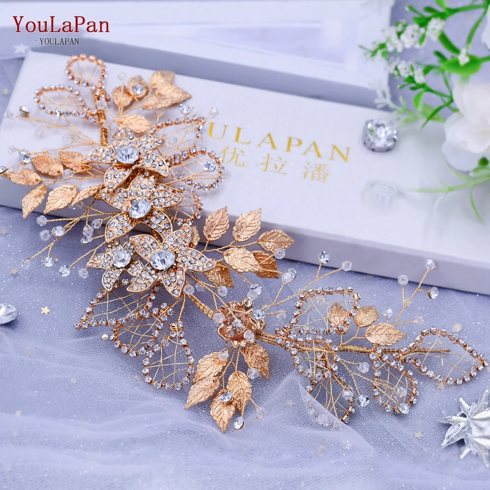 YouLaPan HP282 Indian Bridal Headgear Rhinestone Wedding Headband Handmade Women Head Piece Wedding Hair Accessories Headwear