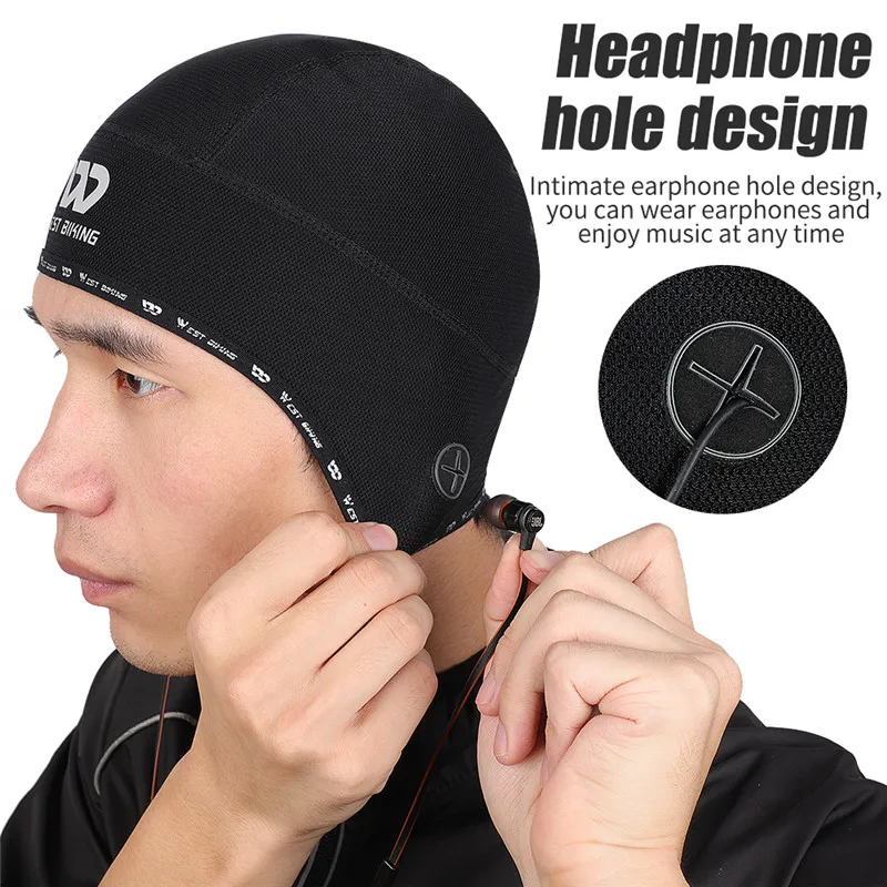 WEST BIKING Winter Cycling Cap Windproof Thermal Skull Cap Helmet Liner Running Skiing Motocycle Riding Men MTB Bike Hat