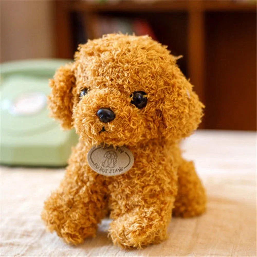 20 cm großer, niedlicher Teddy-Plüschhund mit Lockenmuster und Anhänger – das perfekte Geburtstagsgeschenk für Kinder_voghion.com