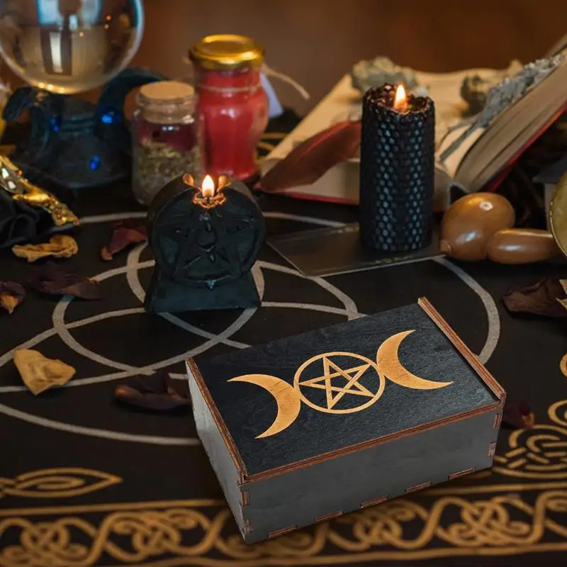 Tarot Card Case Vintage Wooden Trinket Box  Jewelry Box Small Wood Vintage Multi-functional Box For Tarot Card accessory 3