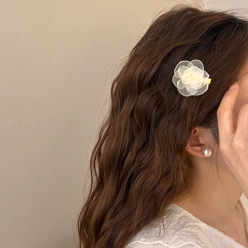 Mini hair clips for women girl accessories pin korean flower silk