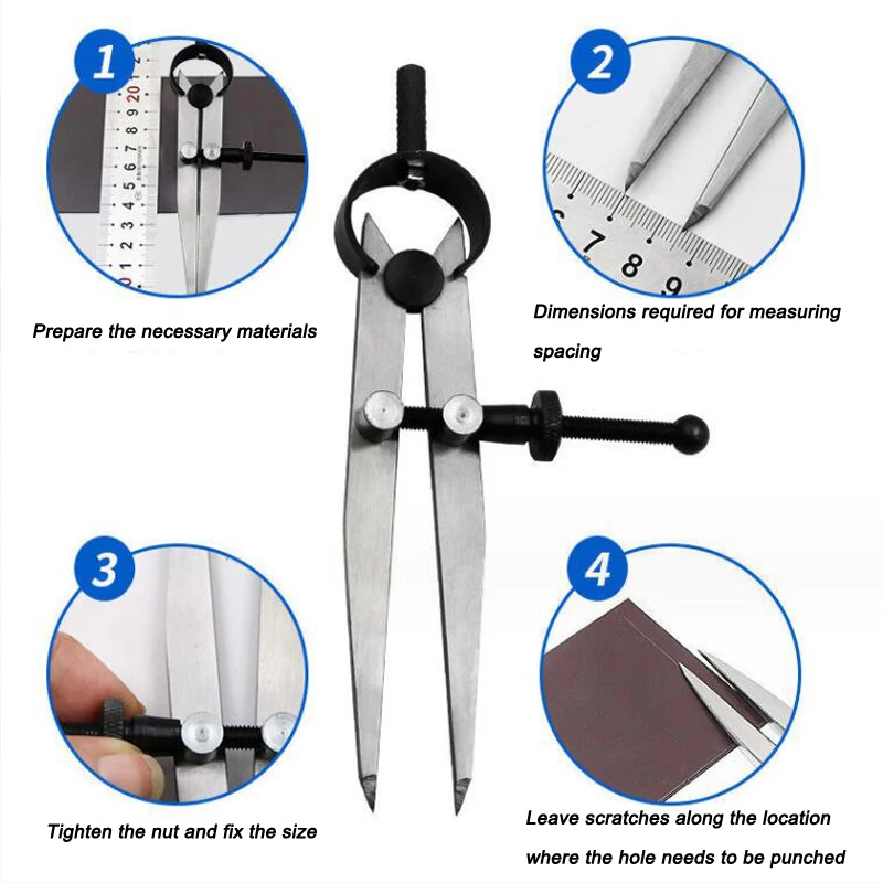 DIY 가죽 공예 피치 게이지, 조정 가능한 마커 게이지, 미니 에지 프레스, 가죽 나침반, 금속 작업 기하학 드로잉