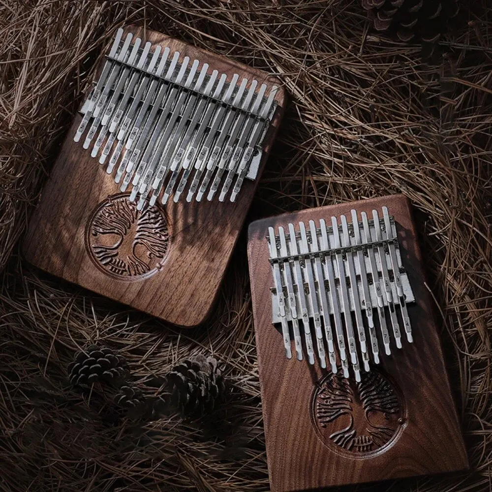 Hluru-Piano de pulgar de nogal negro de 24/34 teclas, Piano de dedo portátil B /C, instrumento de Kalimba, regalo para niño y niña, Piano de música Gi