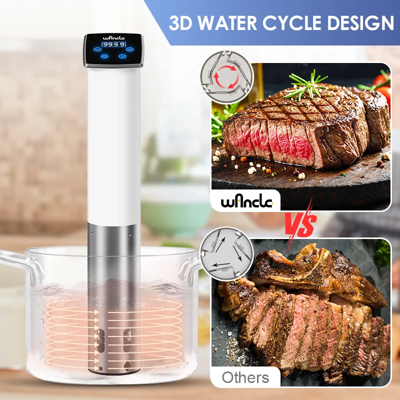 Wancle 1100W Vacuum Sous Vide Cooker IPX7 Waterproof Immersion Circulator Slow Cooker Machine With LED Digital Accurate Control 5