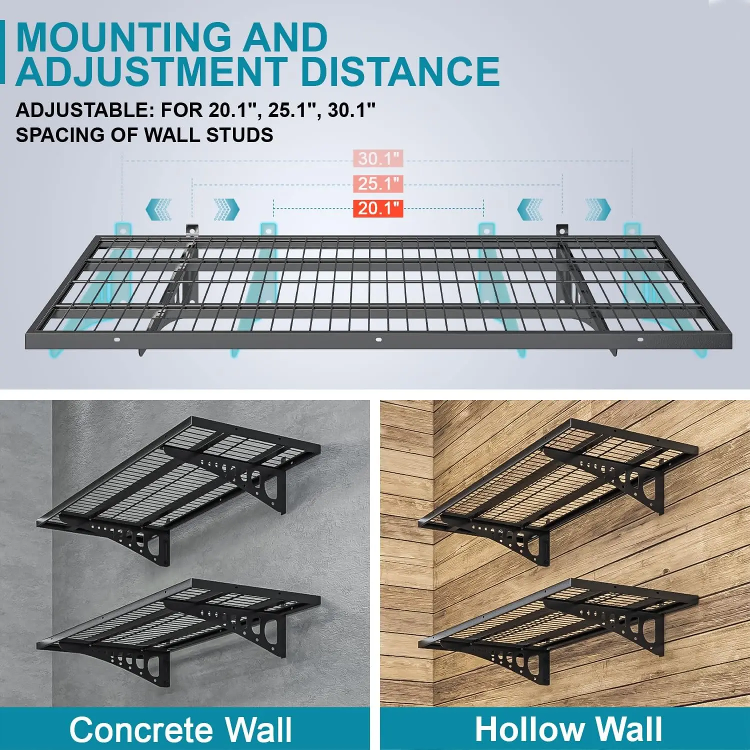 Storage Shelving Wall Mounted, 4 Pack 1.5x3.8ft, Loads 1000 lbs Heavy Duty Sturdy Shelves 3