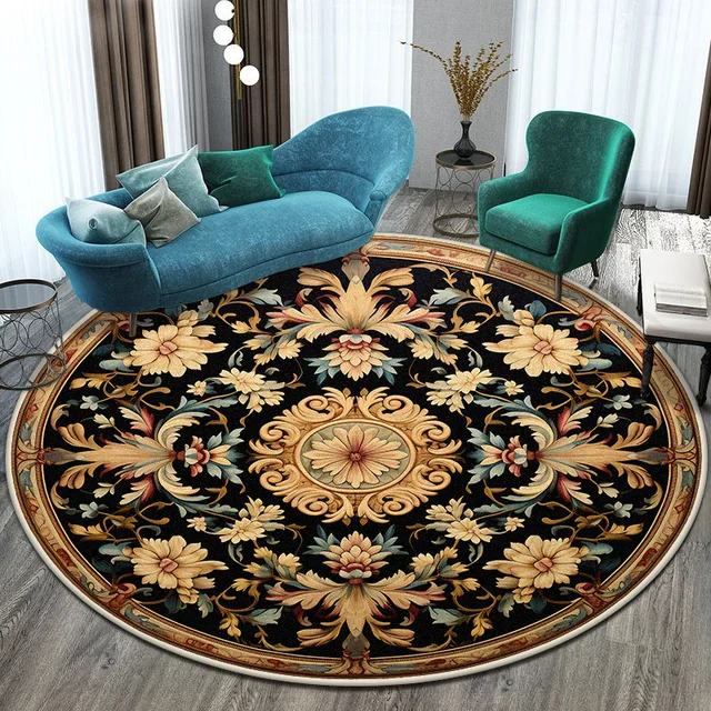 European Flower Round Rug 3