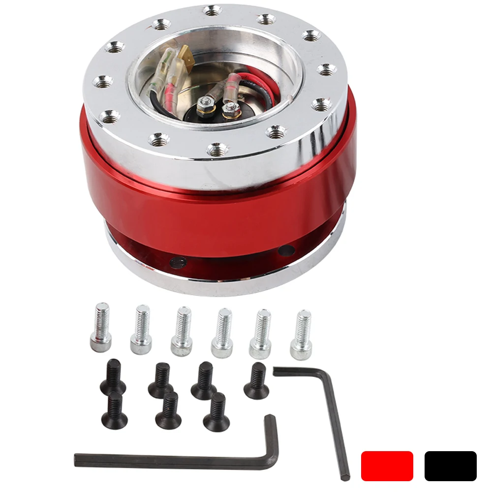 

Racing Car Red Black Ball Quick Release Steering Wheel Hub Adapter 6 Hole Snap Off Boss Kit