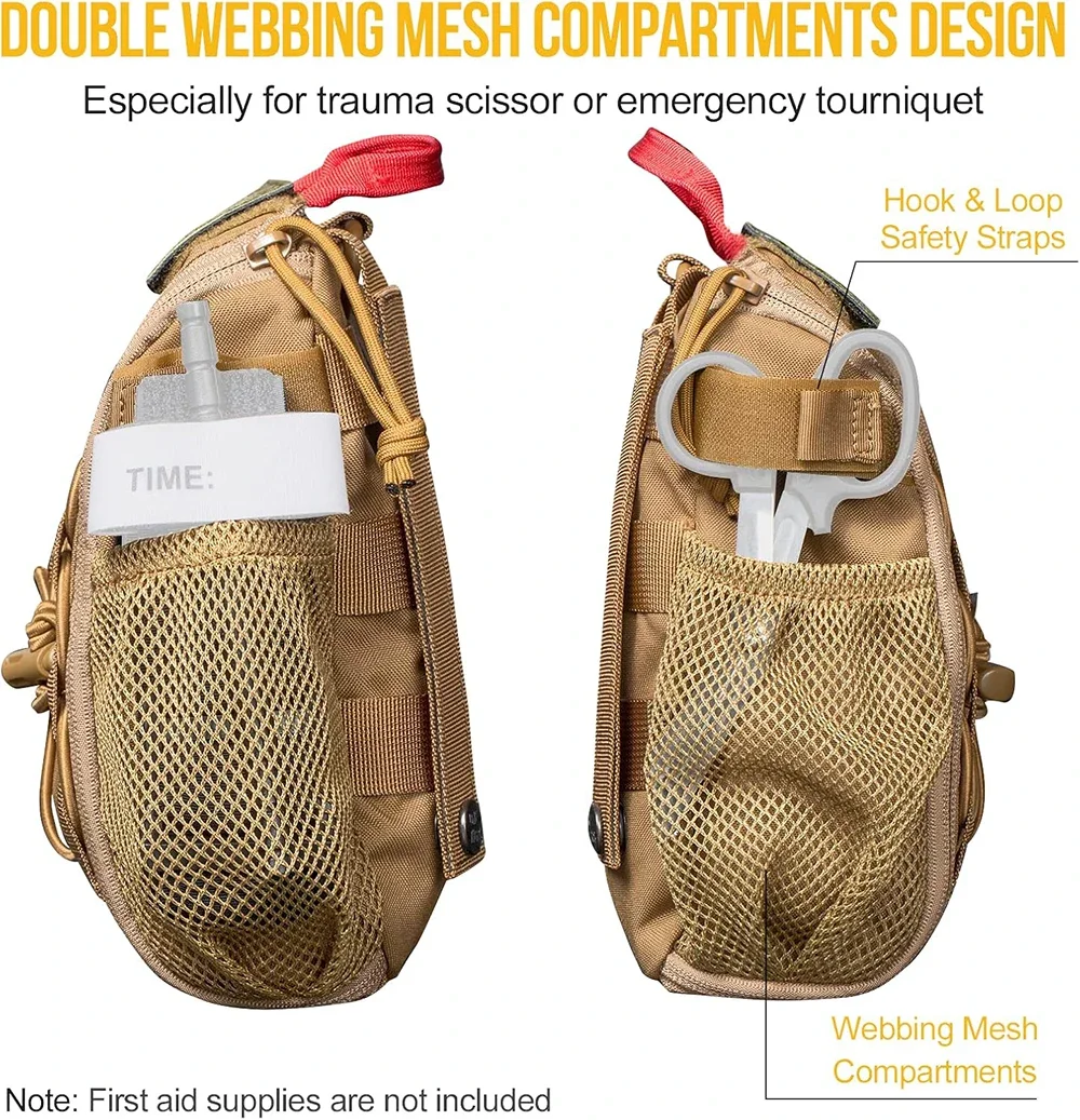 ONETIGRIS IFAK Pouch - Large IFAK Molle Pouch Empty First Aid Bags Only Medical Trauma Kit Bag EMT Pouch MED Waist Bag 4