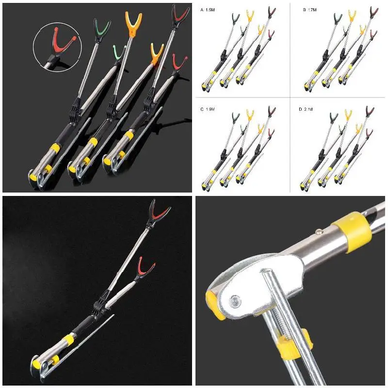 Fishing Rod Bracket Fishing Rod Support Stainless Steel Fishing Rods Support V Shape Head Adjustable Anti-Slip Stable Strong Fishing Rod Bracket